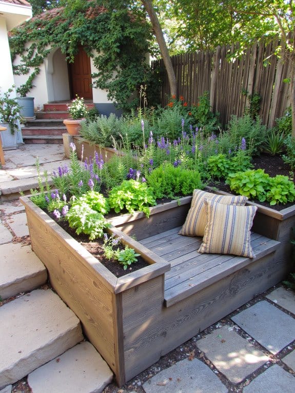 seating enhances elevated gardens
