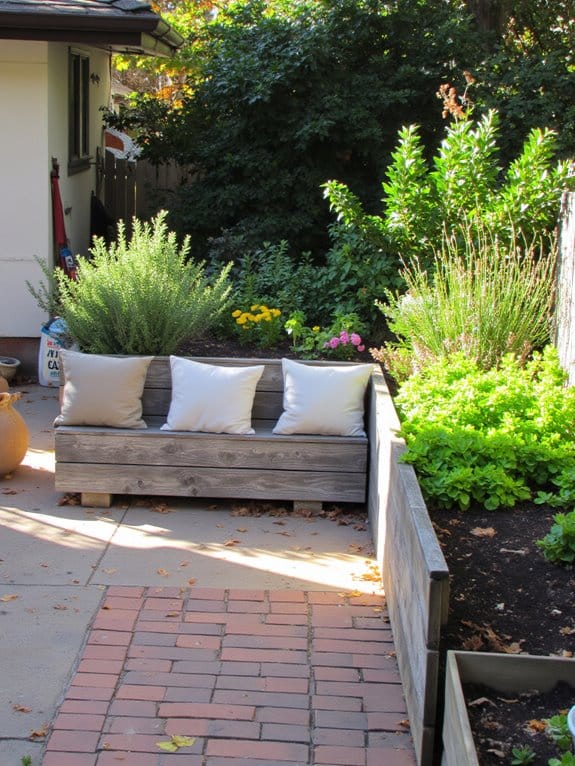 seating with tiered planters