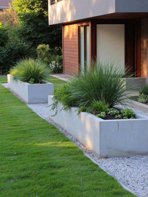 sleek concrete planter boxes