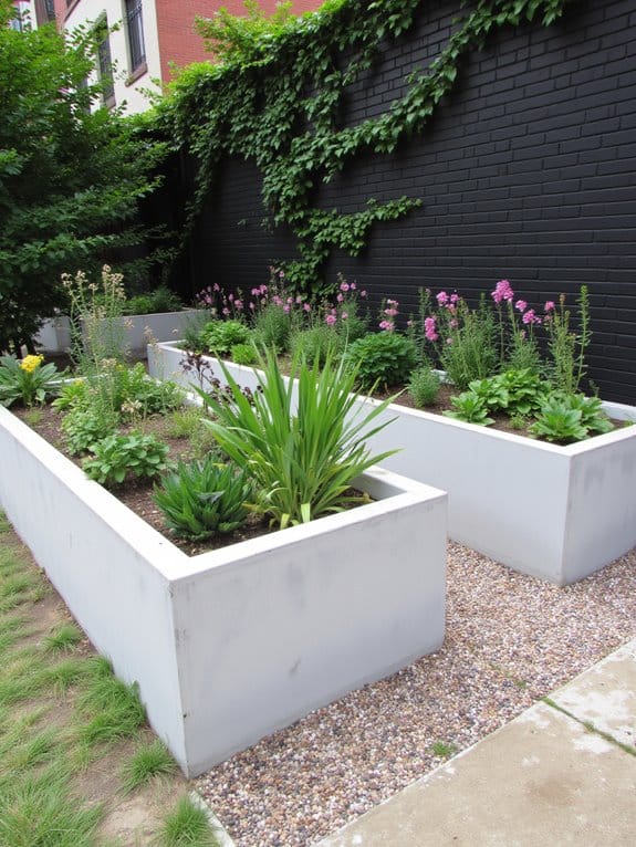 sleek concrete urban planters