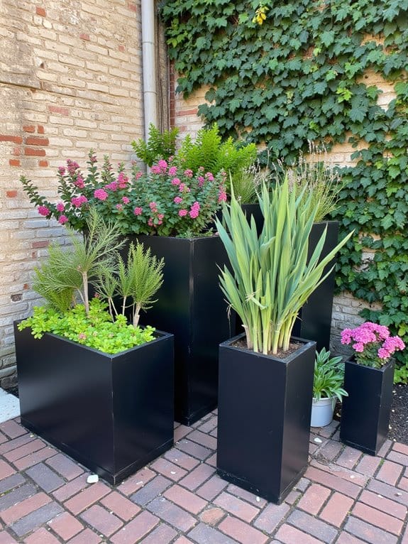 sleek durable metal planters