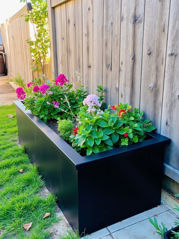 sleek metal flower beds