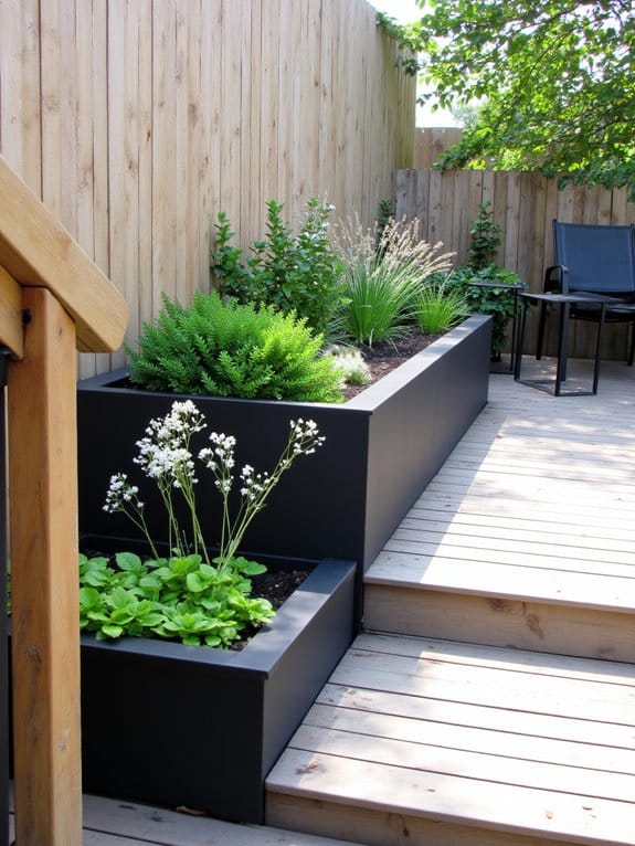 sleek modern minimalist flower beds
