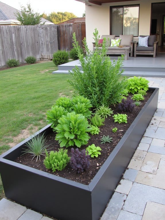 sleek modern minimalist raised beds