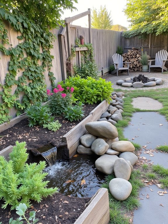 soothing water features garden