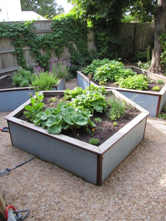 stylish geometric garden beds