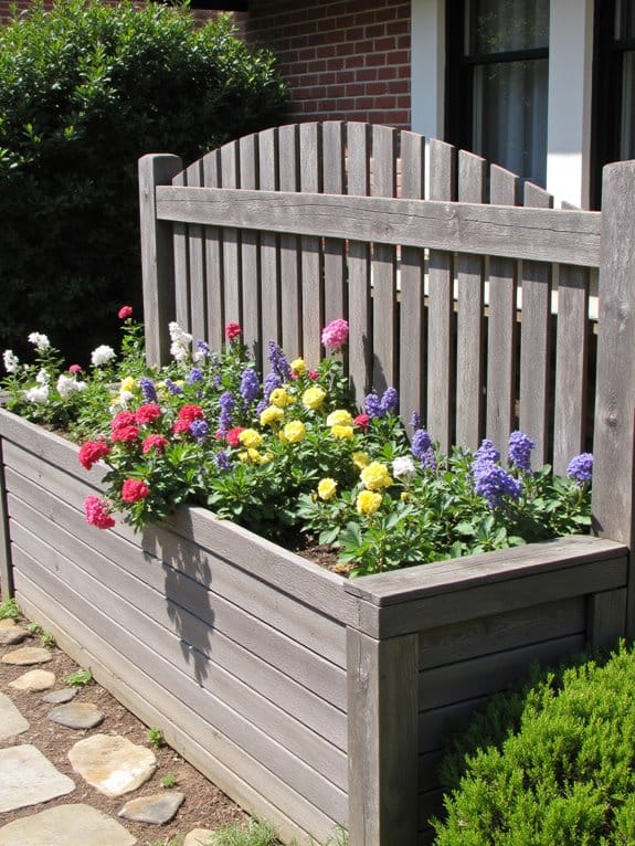 stylish wooden flower bench