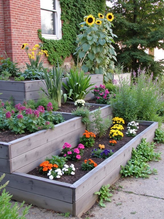 tiered flower bed beauty