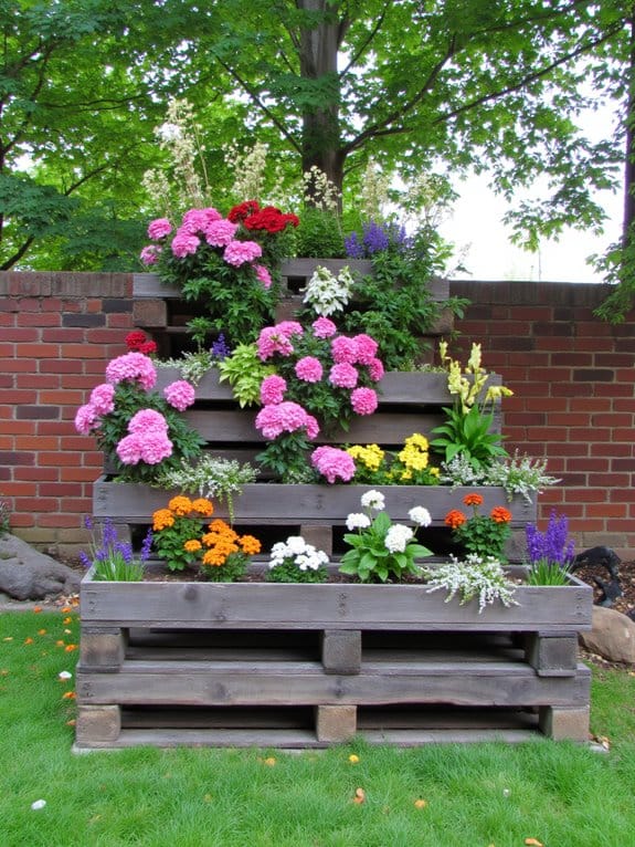 tiered pallet flower beds