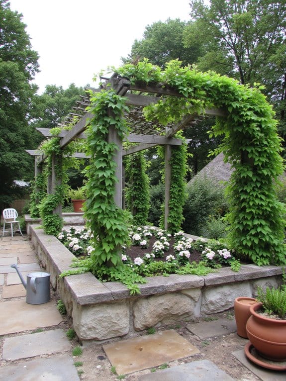 trellises enhance flower beds