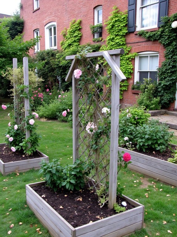 trellises enhance raised beds