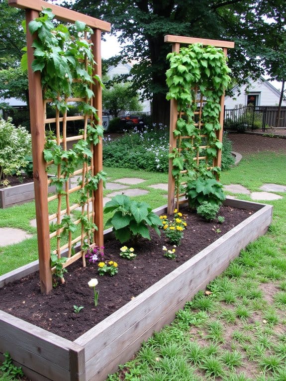 trellises enhance raised gardens