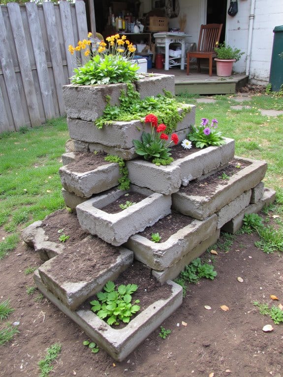 versatile cinder block flower beds