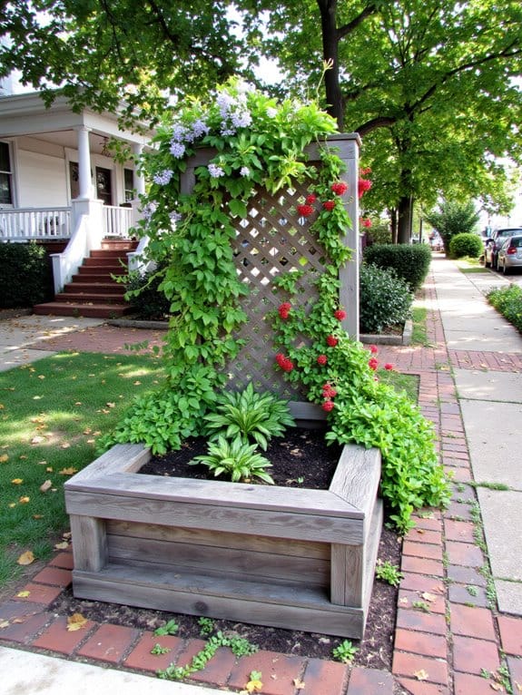 vertical elements enhance flower beds