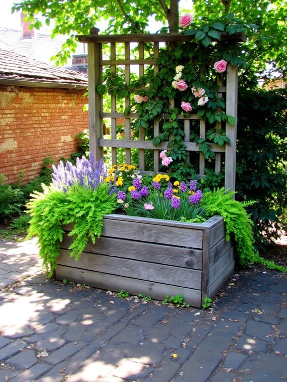 vertical garden with trellises