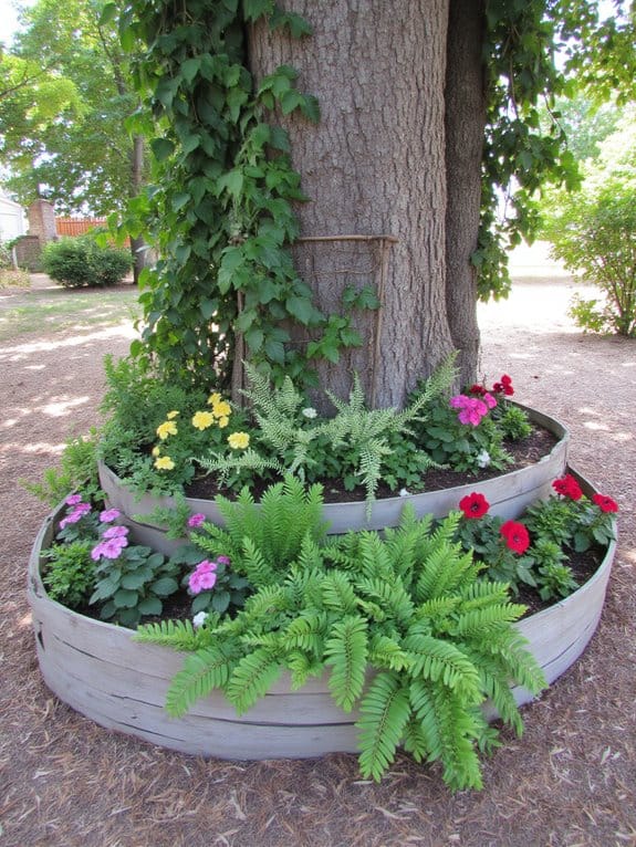 vertical gardening around trees