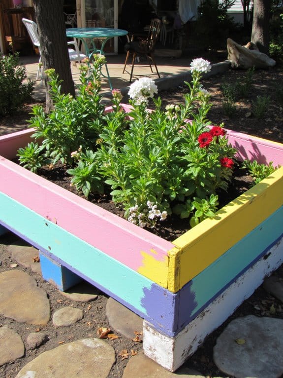 vibrant painted pallet beds