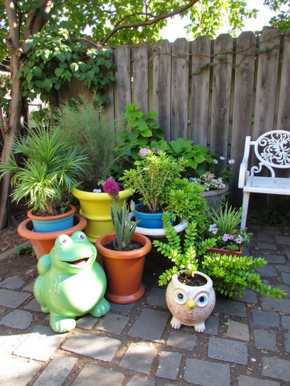 whimsical playful garden planters