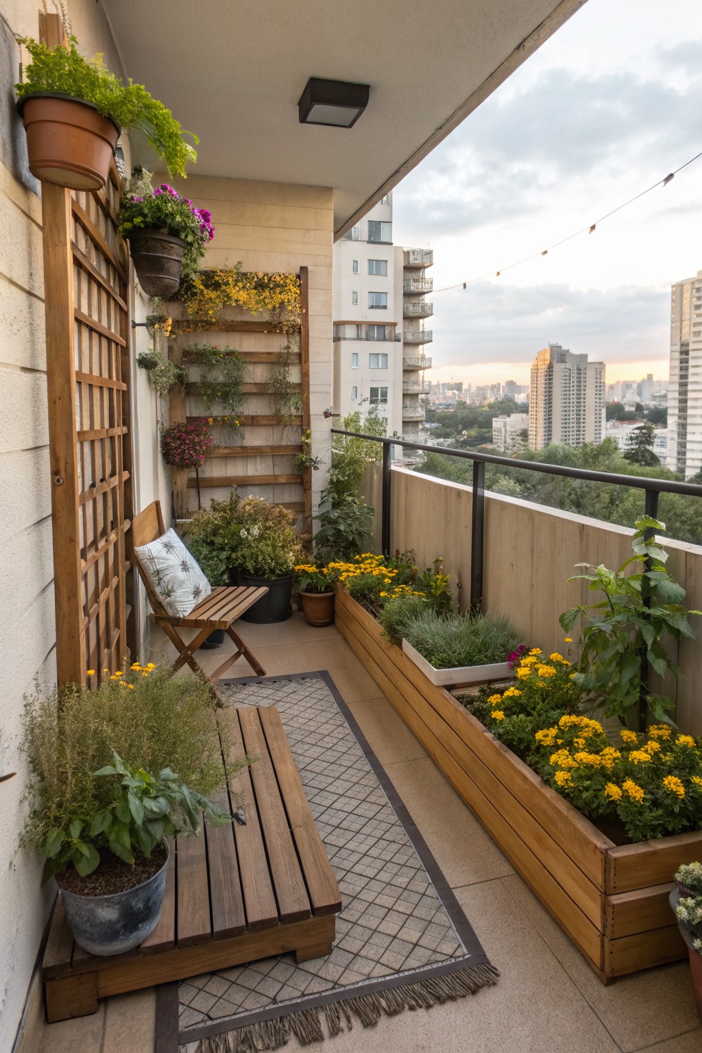 Raised Planter Boxes Line Balcony Edges