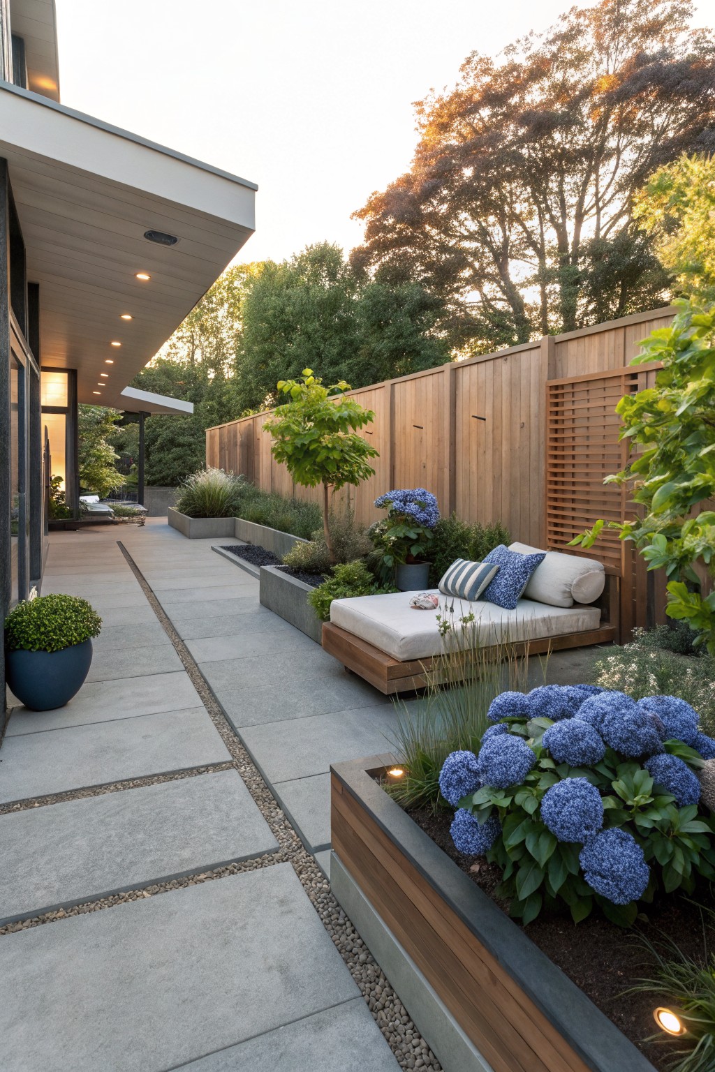 Path Lined with Hydrangea Beds