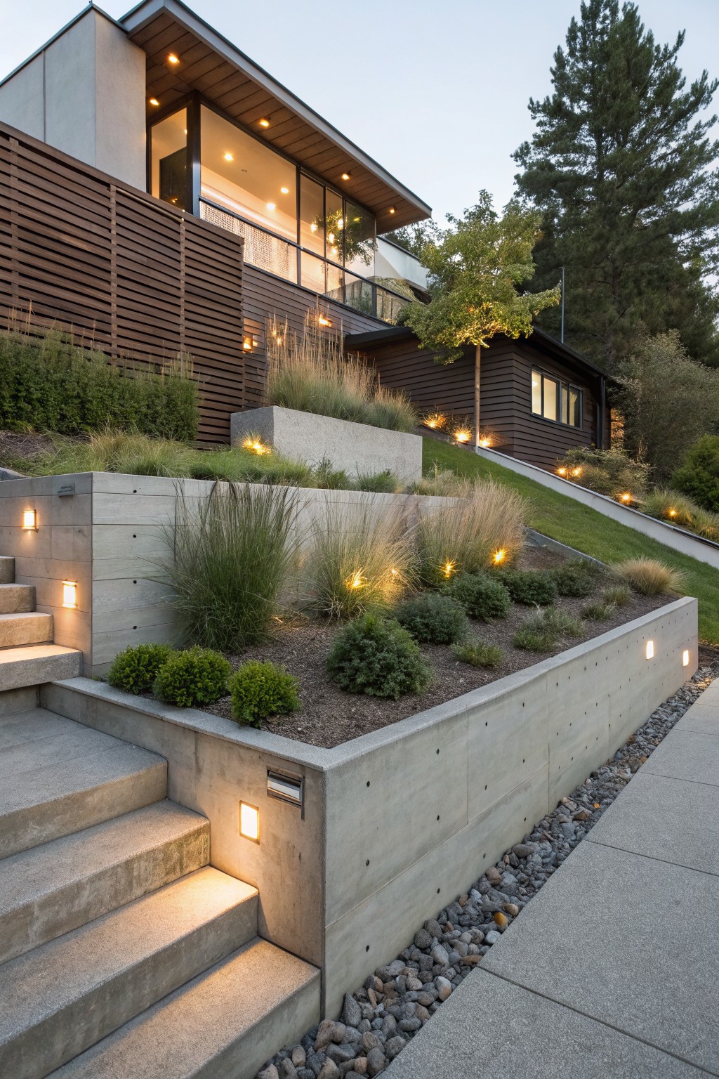 Terraced Retaining Walls for Sloped Beds
