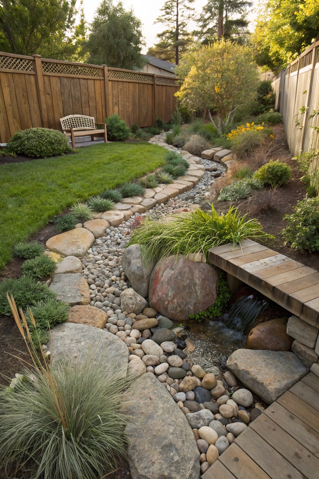 Winding Dry Creek Beds with River Rocks