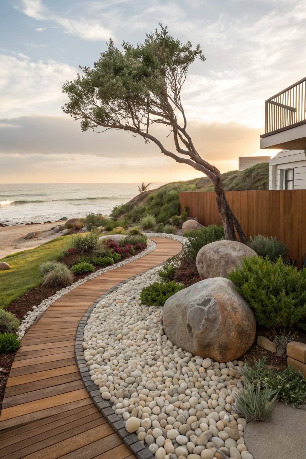 Boulders and Pebbles Along a Curving Path