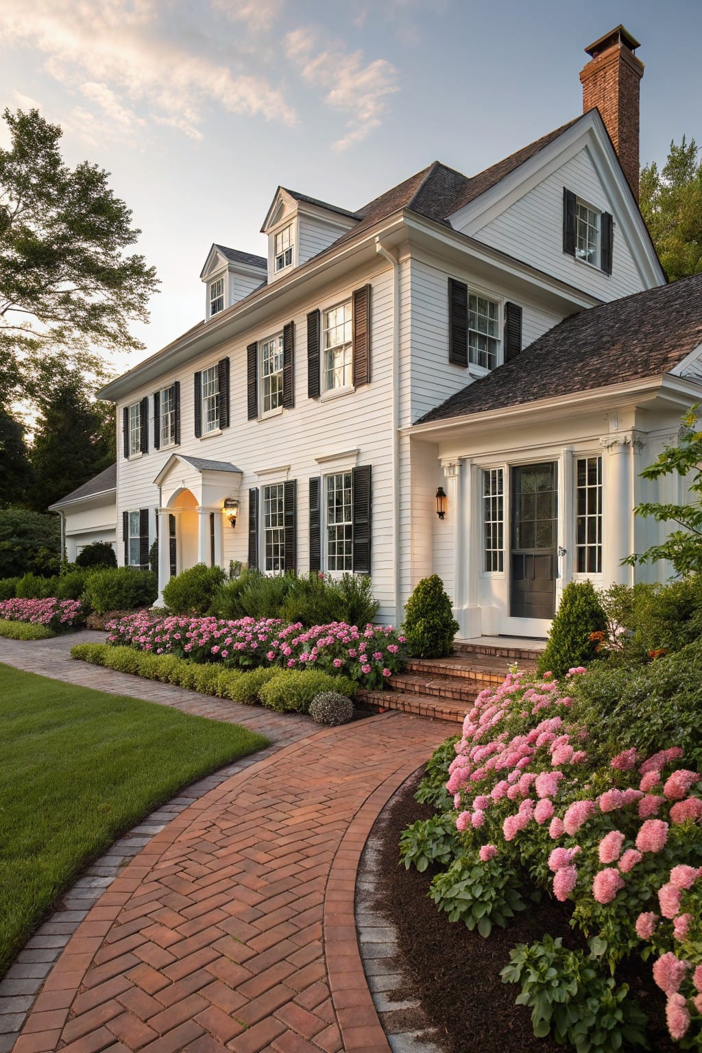 Brick Pathways Through Flower Beds
