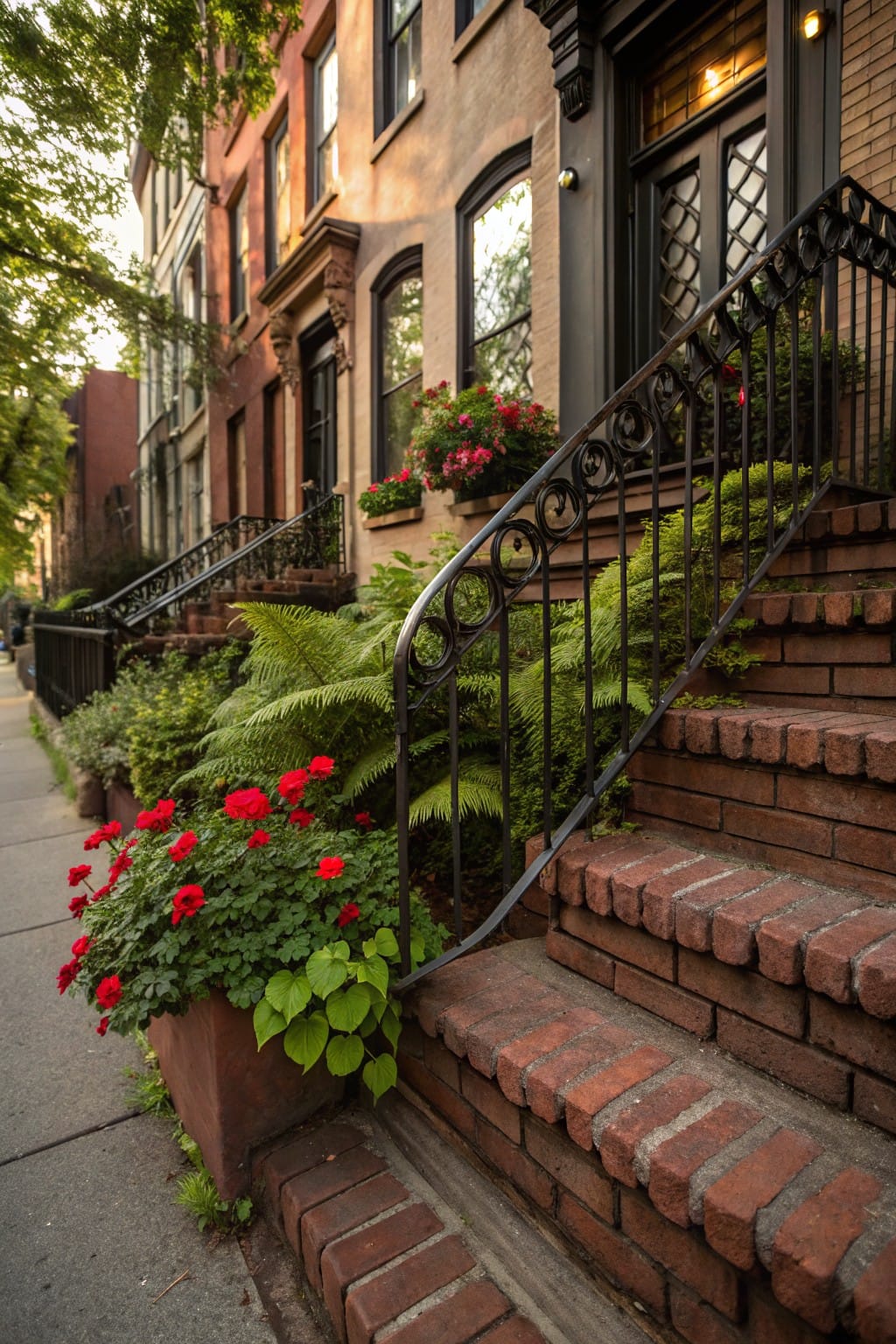Ferns Along Brick Steps