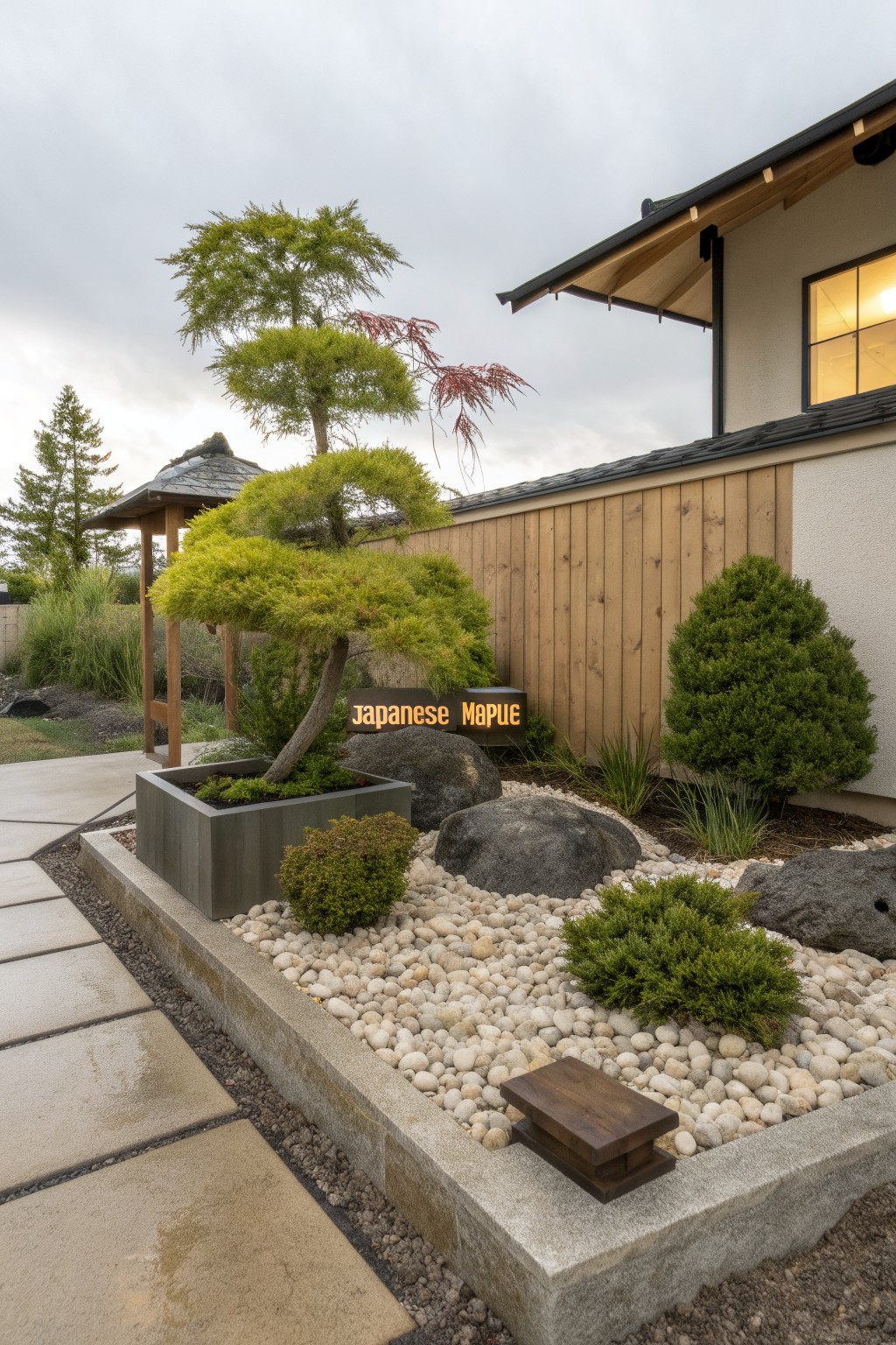 Xeriscape Beds Filled with Gravel and Boulders