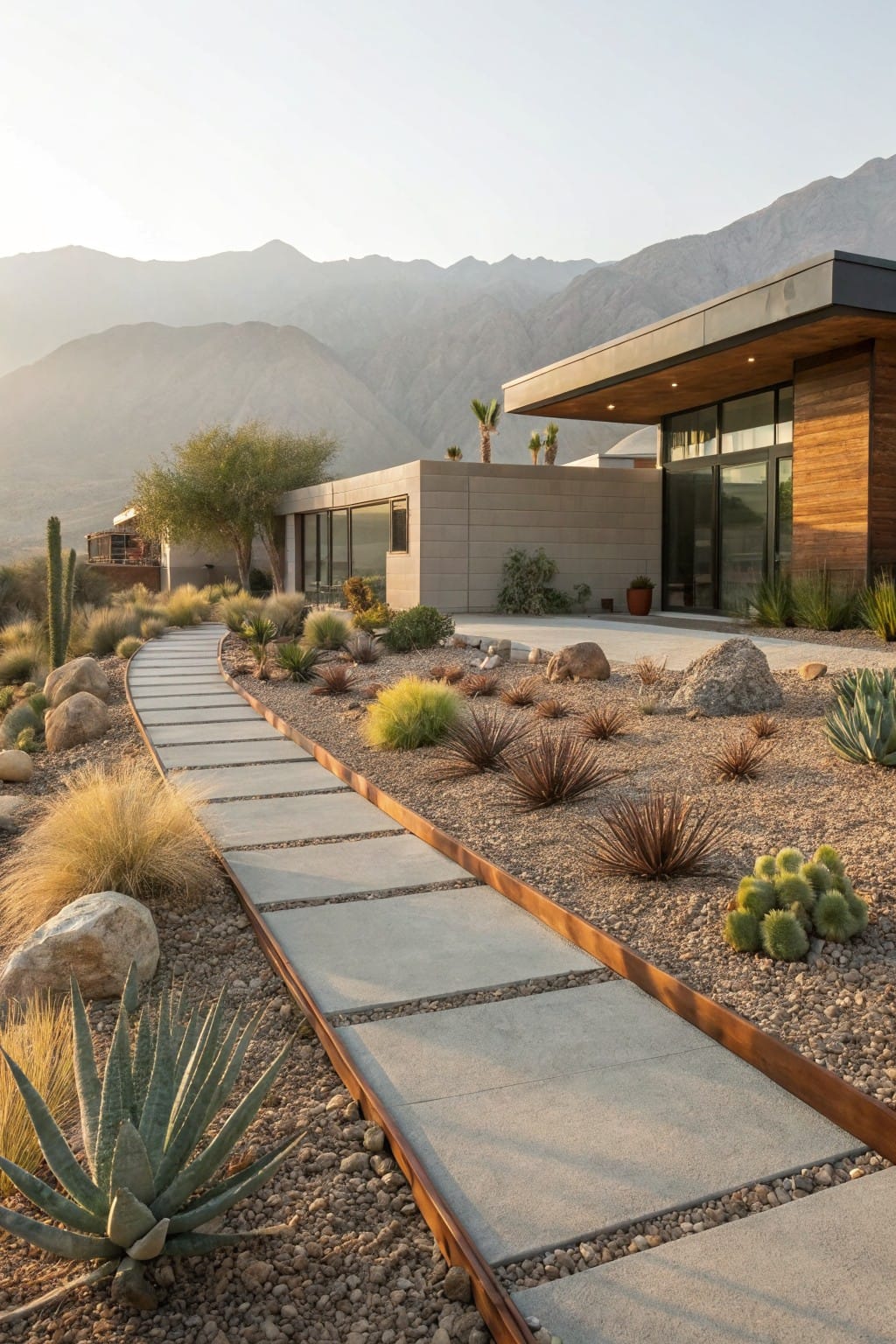 Concrete Paths with Metal Edging