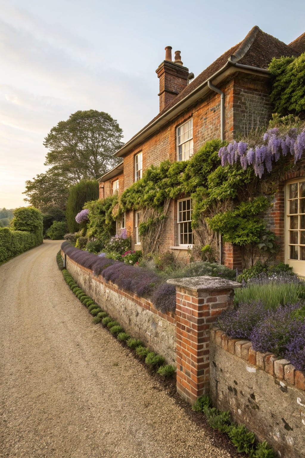 Lavender-Topped Low Walls