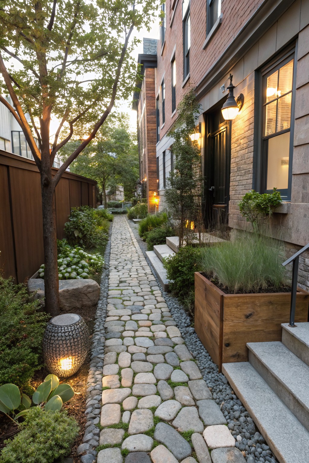 Cobblestone Path with Gravel Edges
