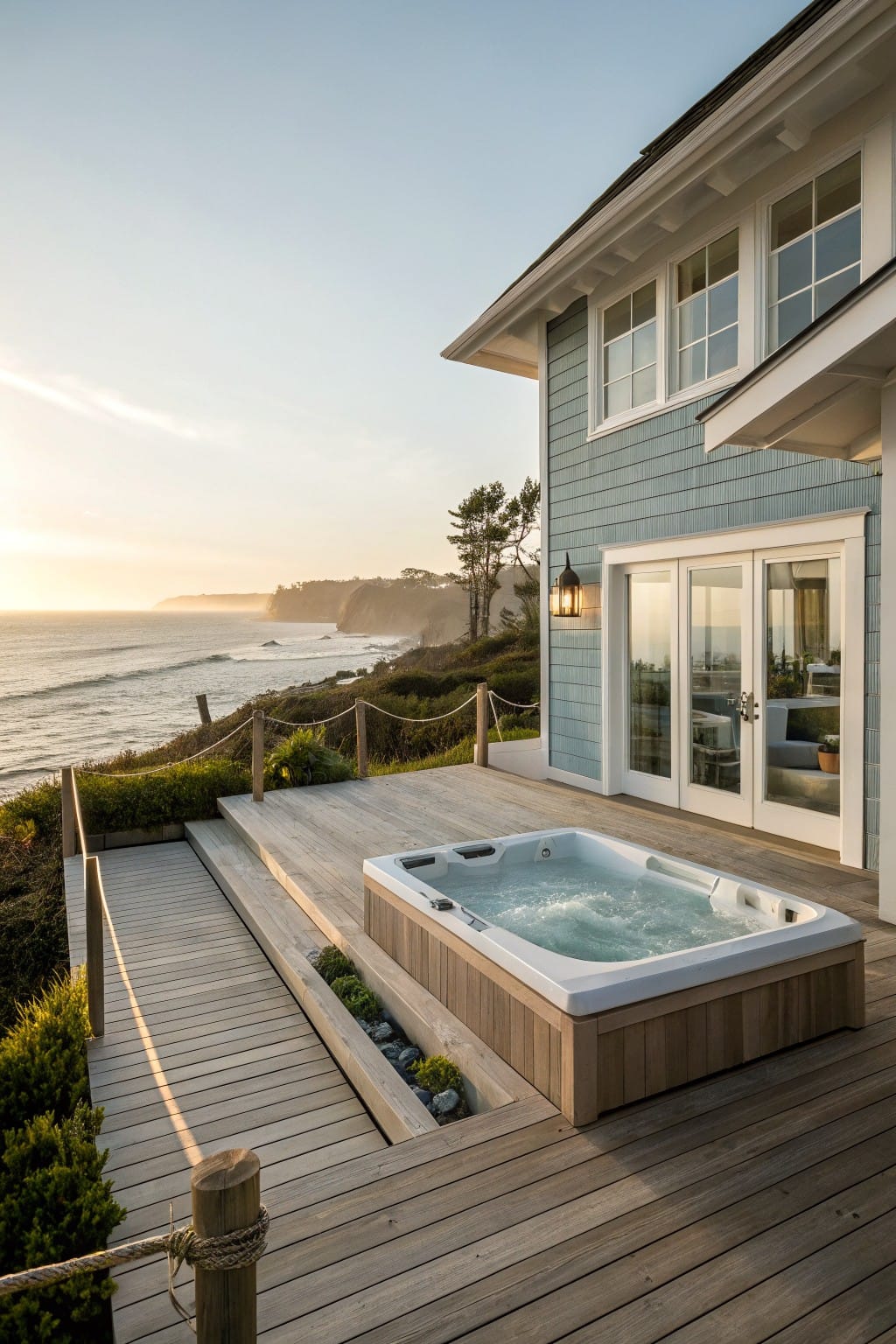 Wooden Deck with Sunken Hot Tub