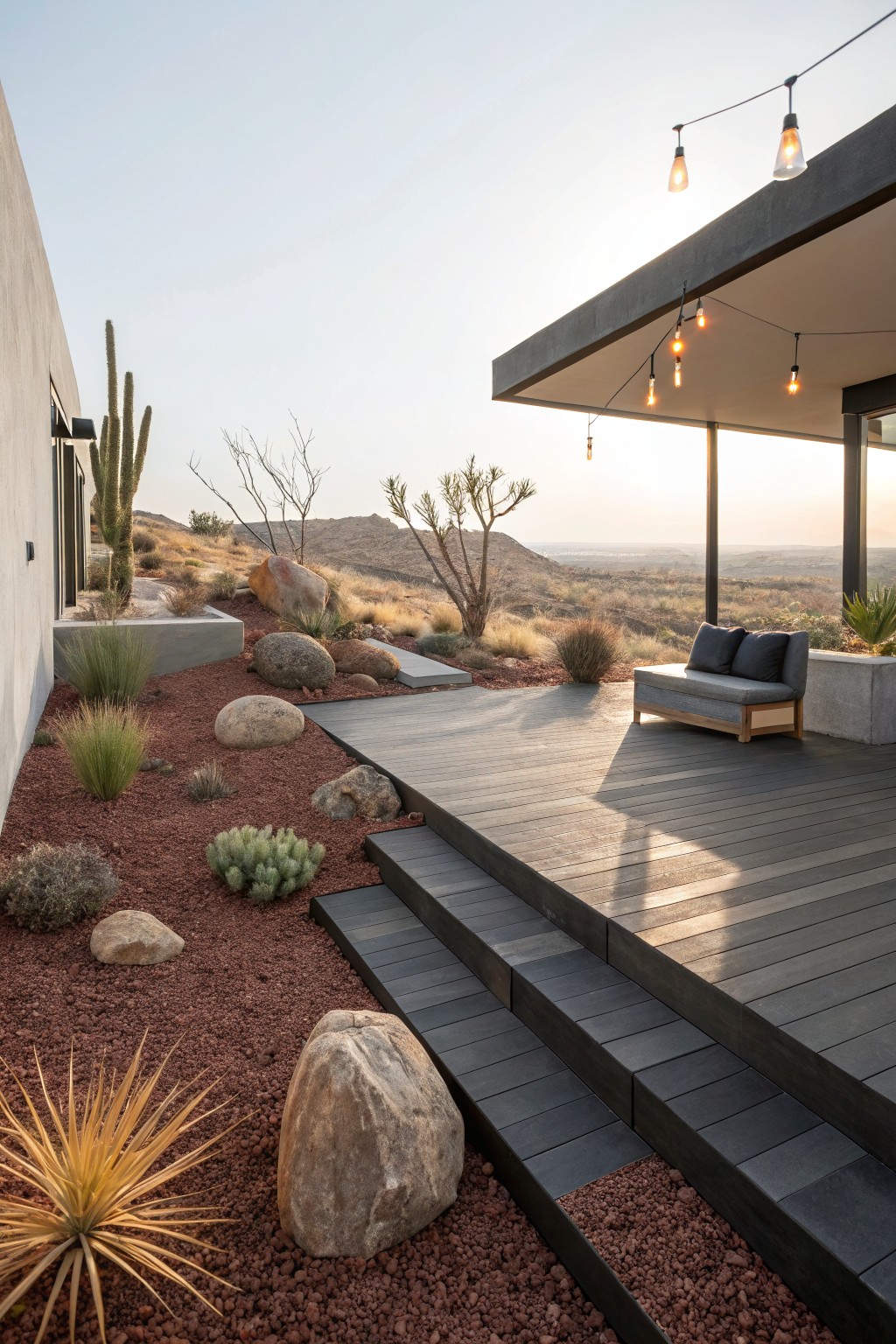 Gravel and Rocks Around Deck Steps