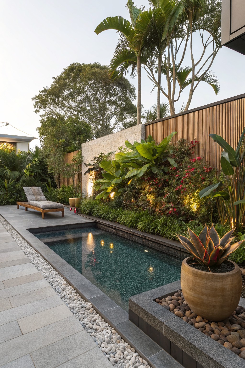 Black Rock Mulch for Poolside Beds