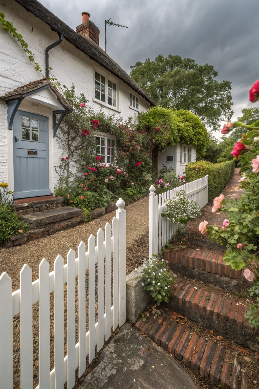 Classic White Picket Fence