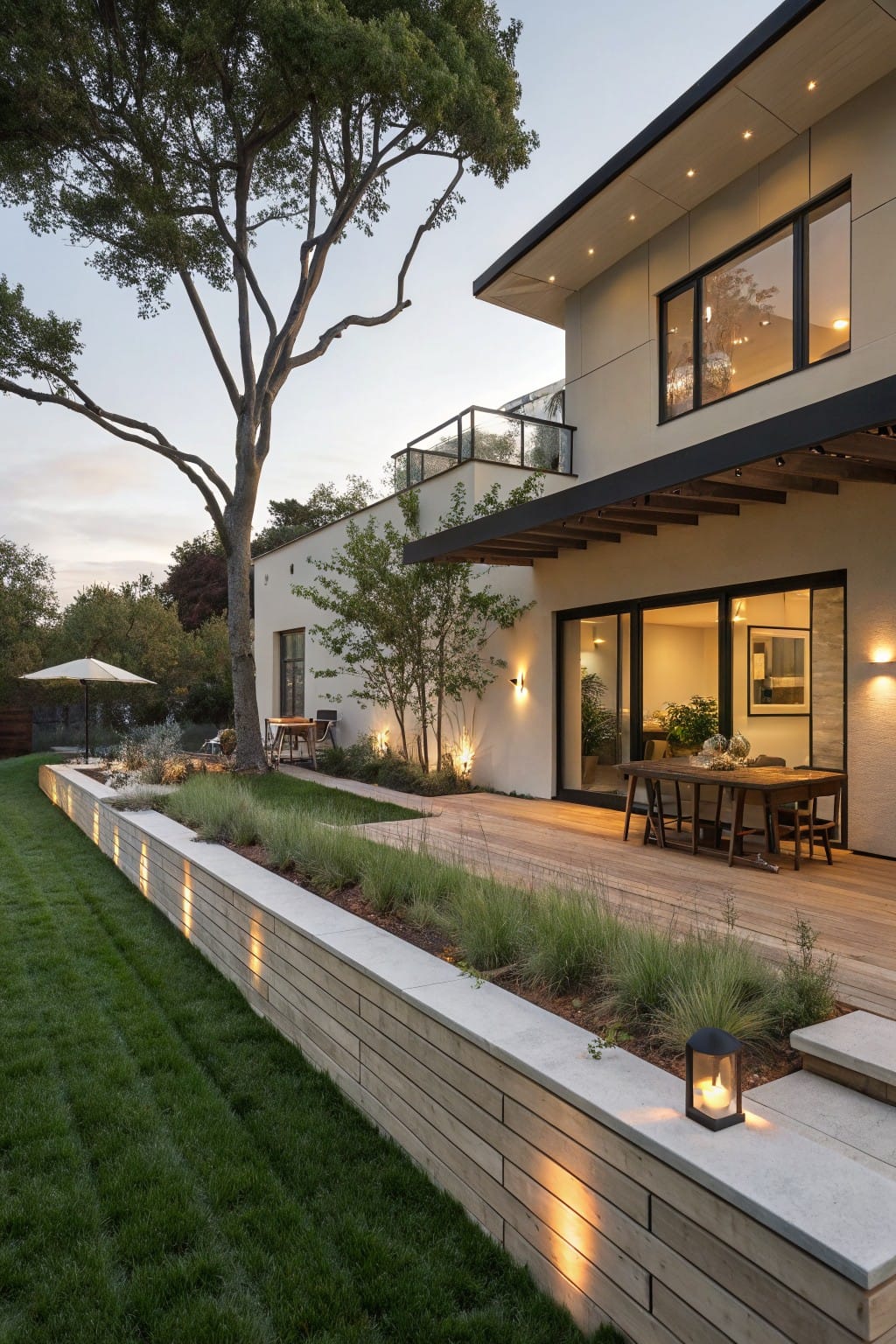 Edge Patios with Low Retaining Walls