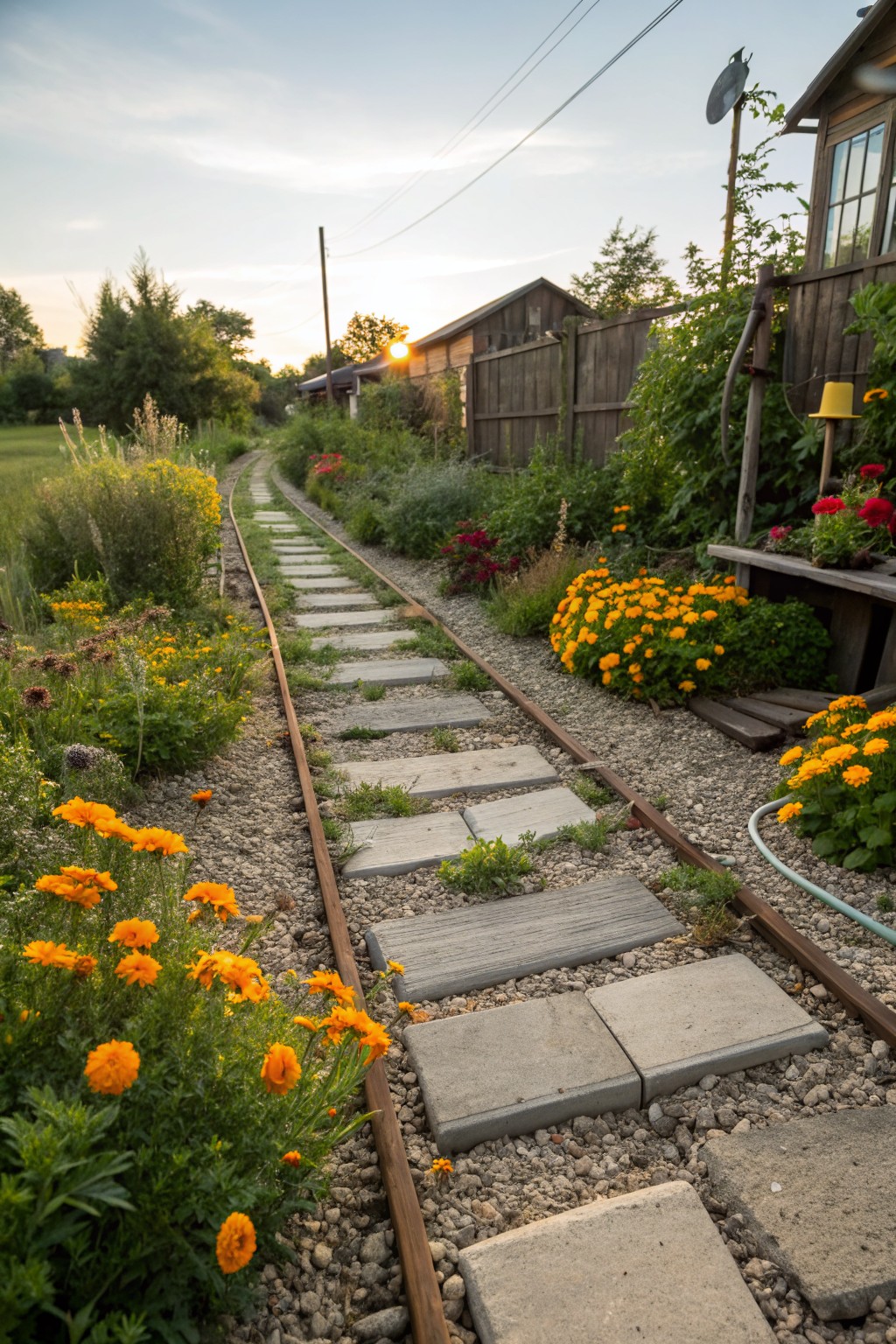 Rustic Railway Track Garden Path