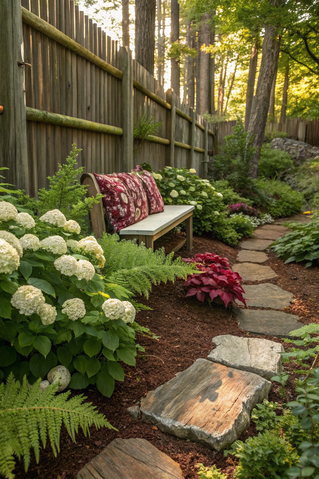 Hydrangea Borders Along a Garden Path
