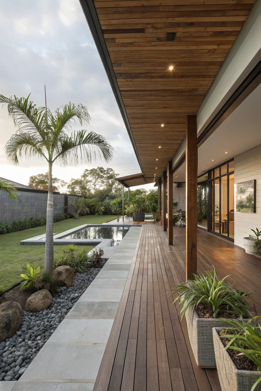 Long Wooden Deck to the Pool