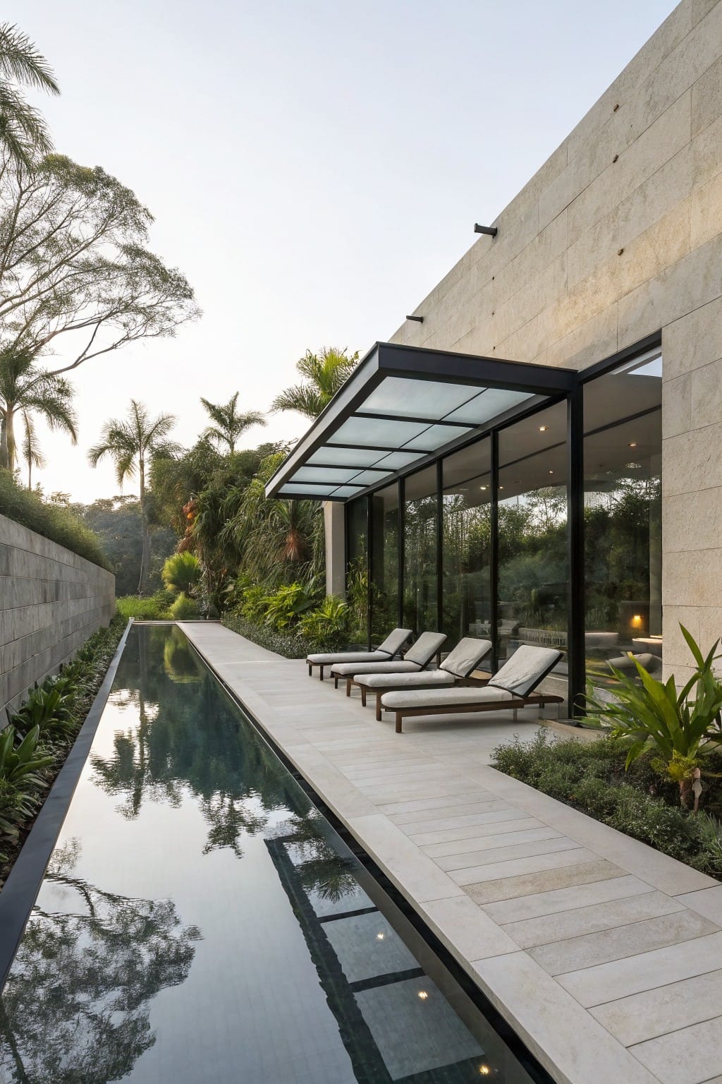 Narrow Pool Along the House Wall