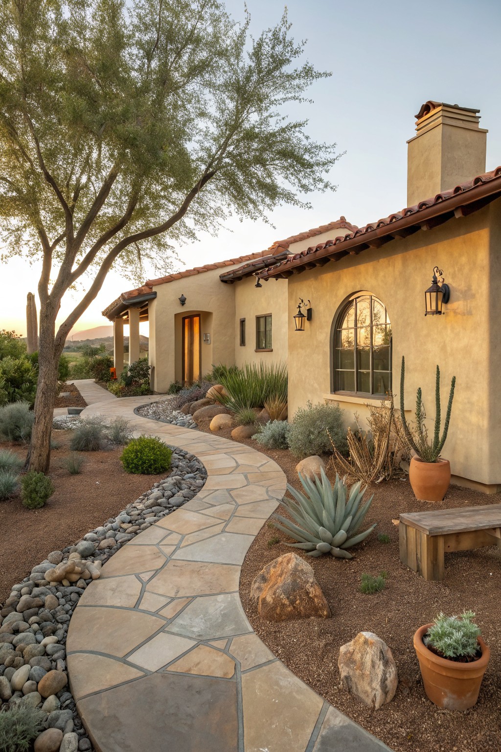 Winding Flagstone Path in Xeriscape Yard
