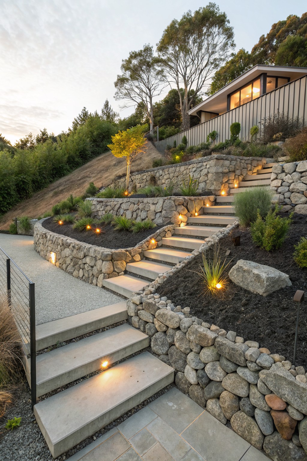Terraced Rock Walls for Sloped Yards