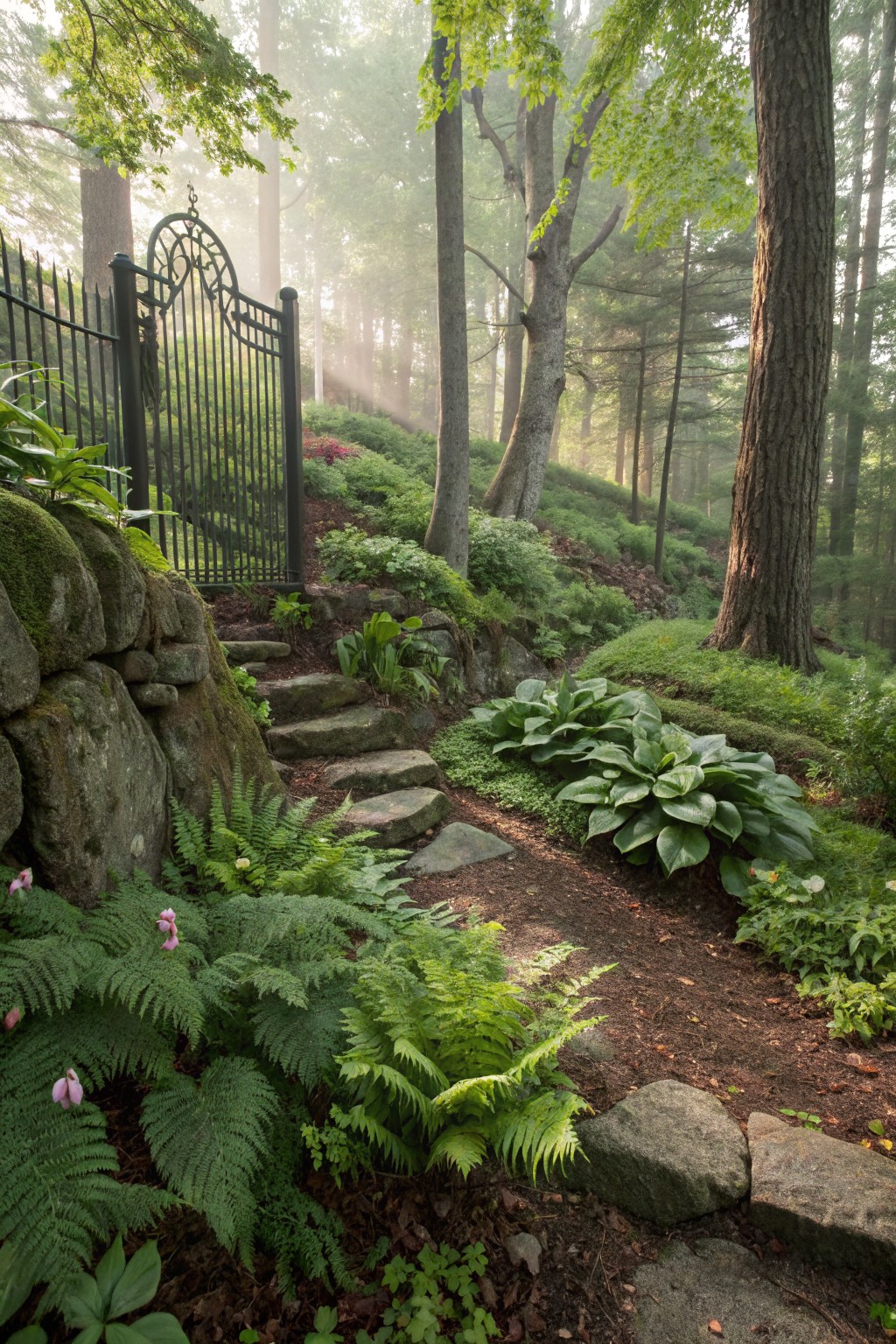 Winding Stone Steps on Sloped Yards