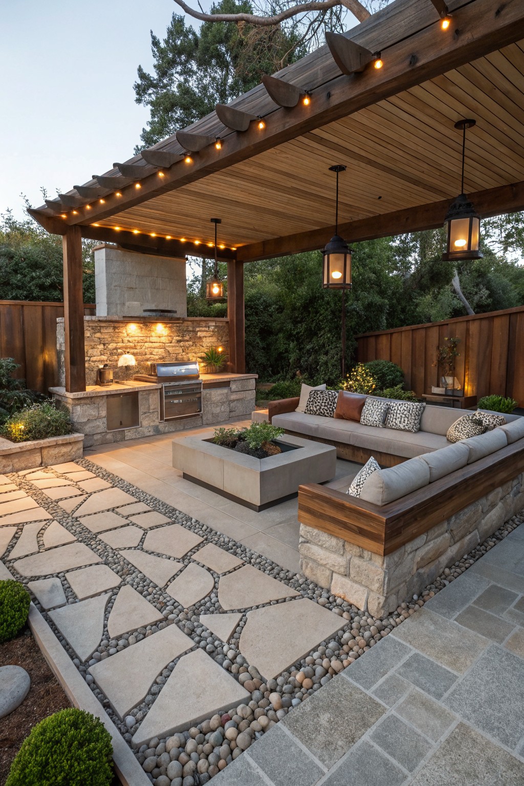 Irregular Stone Pathways with Pebble Edges