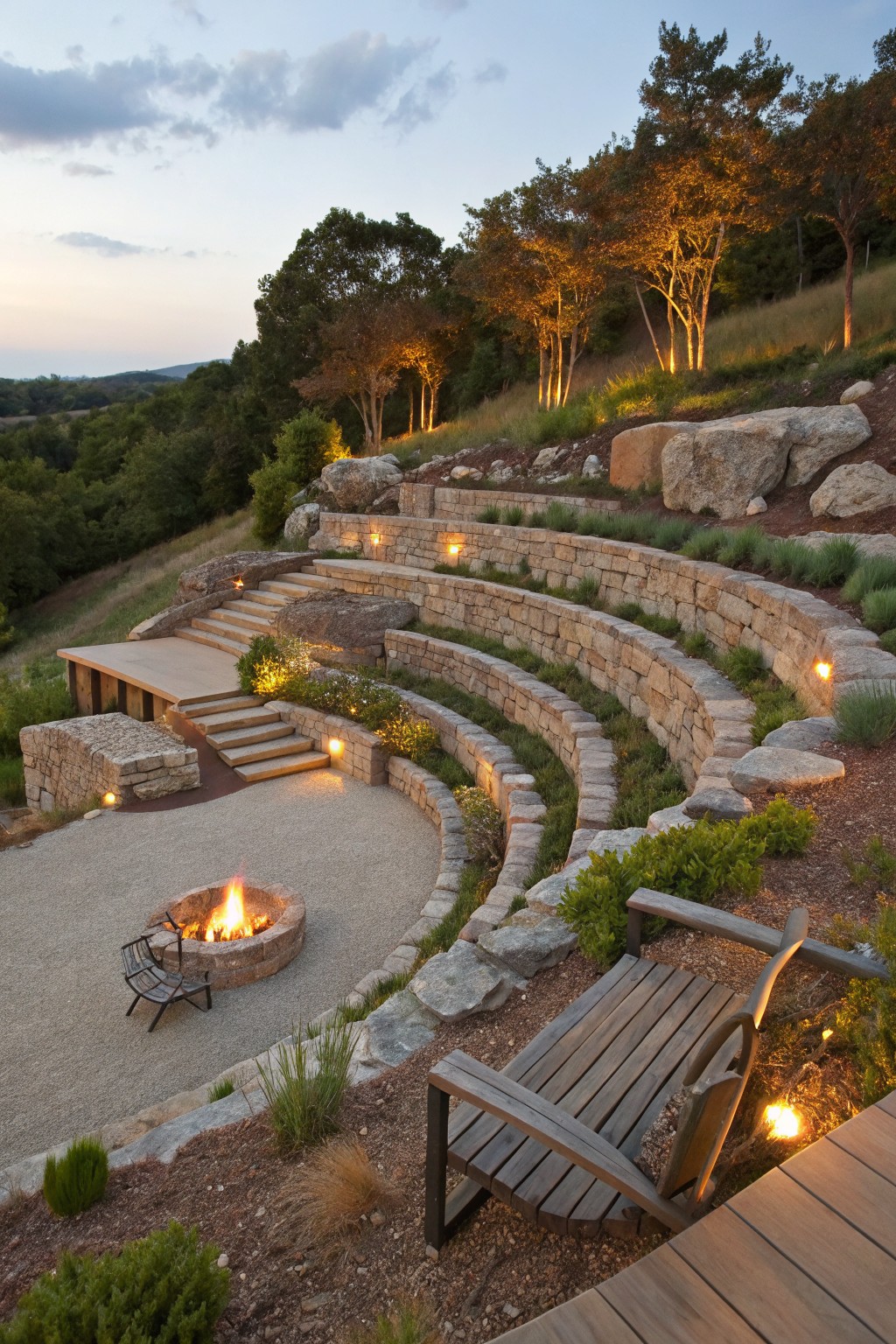 Terraced Rock Walls for Sloped Yards