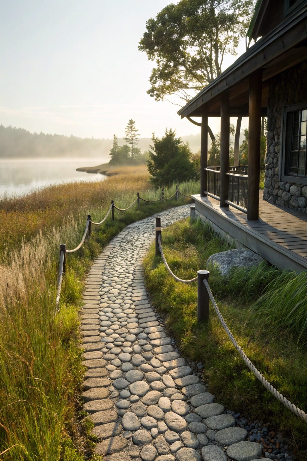 Winding Stone Paths Through Grasses