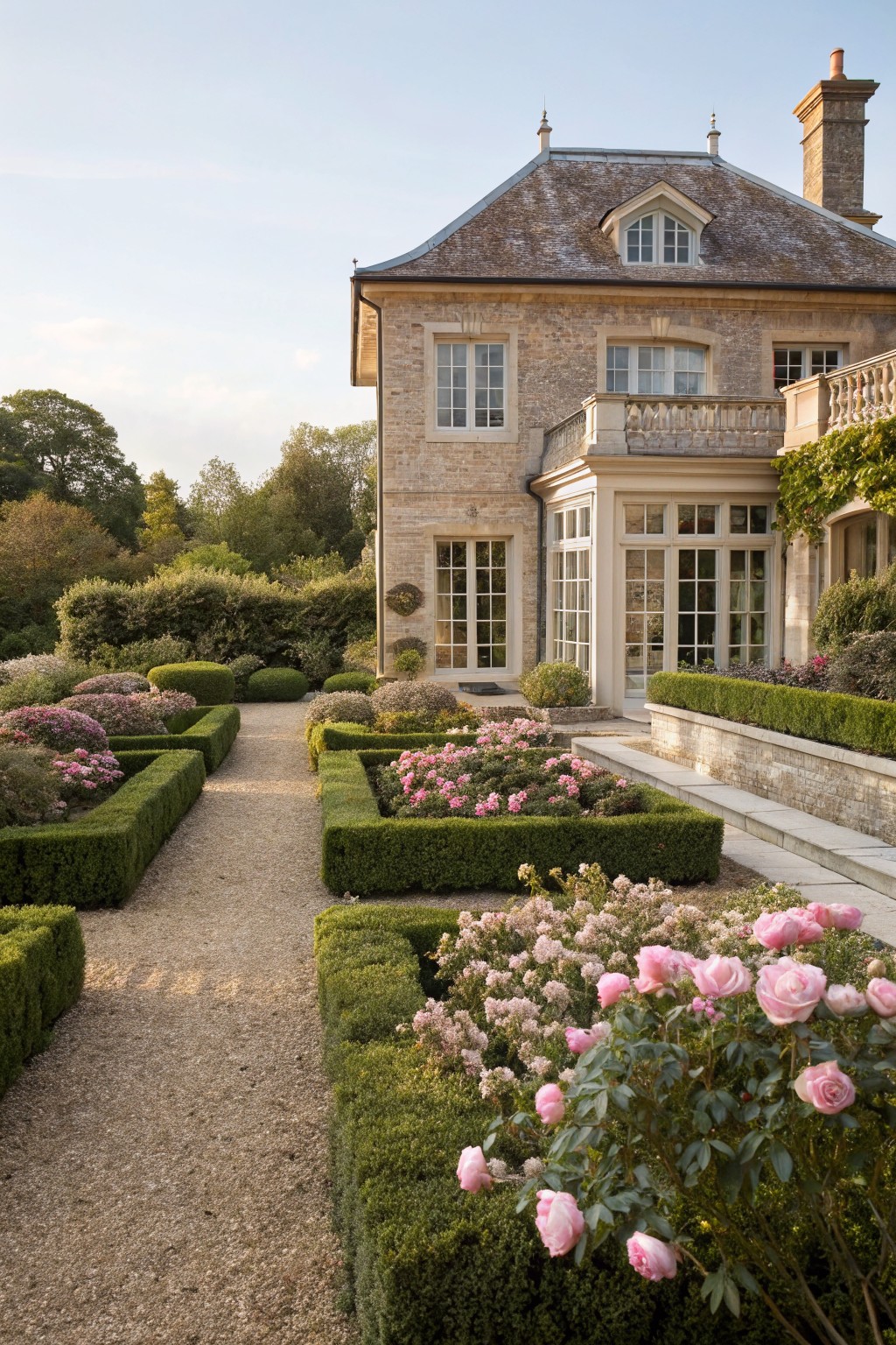 Boxwood Parterres Guide the Way to Your Door