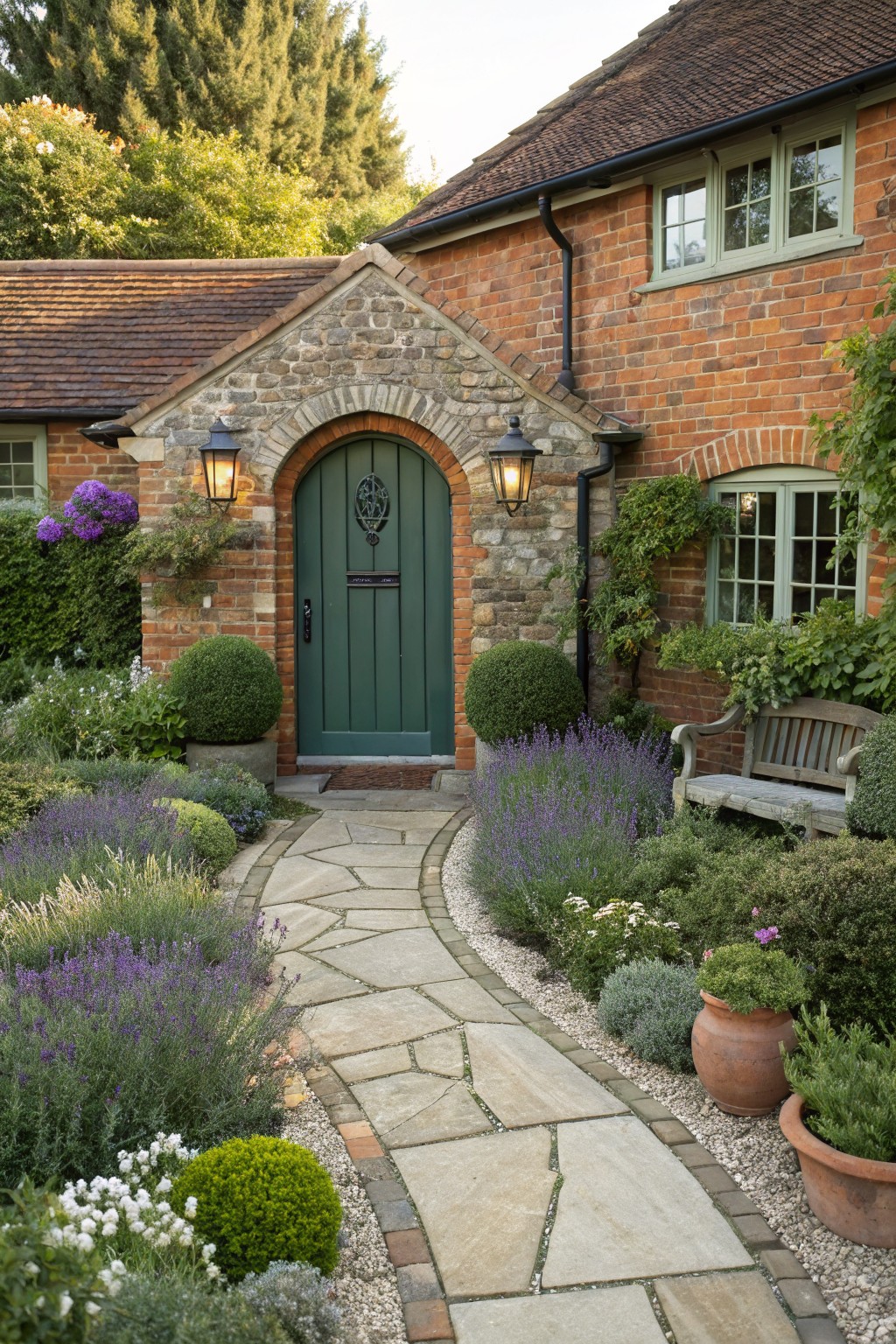 Lavender-Lined Entry Path